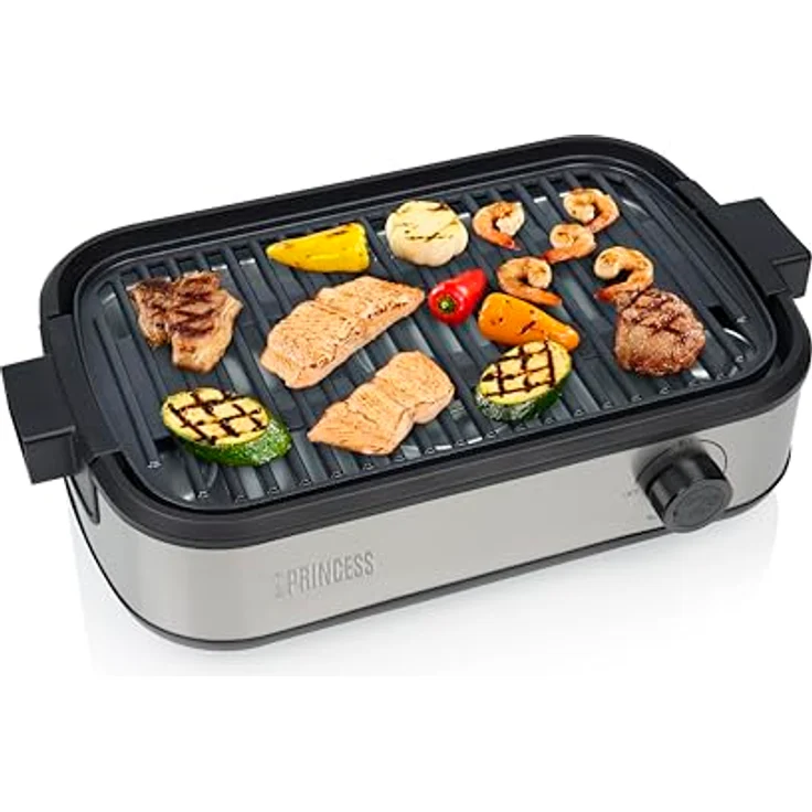 Princess Table Chef Purify, Raucharmer Elektrogrill mit Luftfiltersystem, 1800 W, PFAS-freie Keramikbeschichtung, 35 x 21 cm Grillfläche, Einstellbares Thermostat, 103215 – Bild 1
