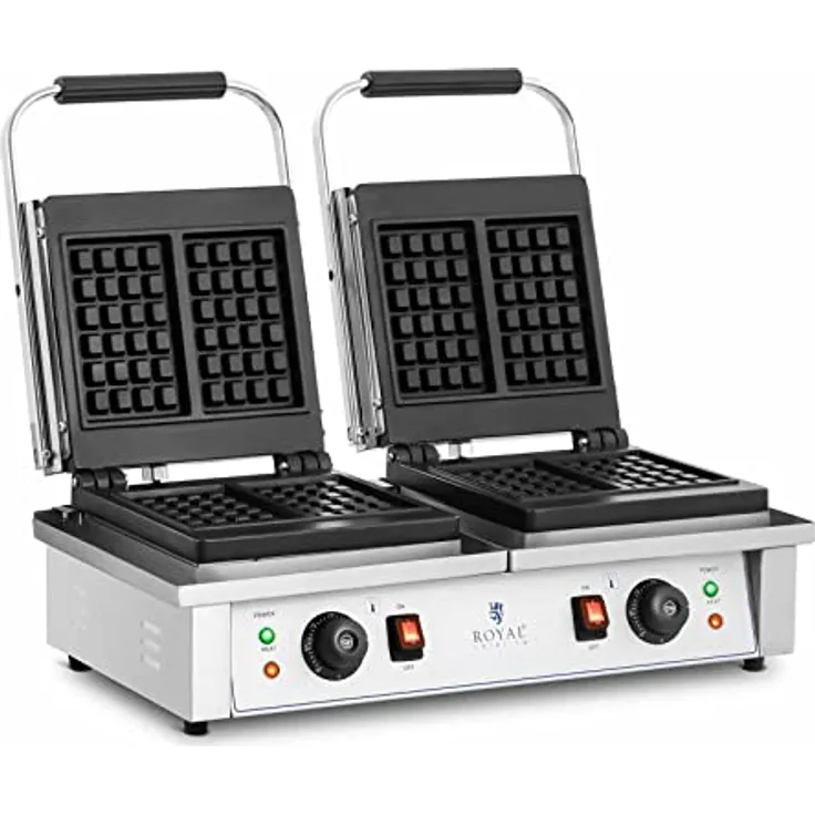 Royal Catering RC-WM201 Doppel-Waffeleisen rechteckig 2 x 2.000 W belgisches Waffeleisen Waffeleisen belgische Waffeln