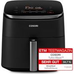 COSORI Turbo Blaze 6.0L(1,4kg) Heißluftfritteuse mit DC Motor, 9 in 1 Heissluftfriteuse, 80+ Online Rezept & Rezeptbuch, Compact, Energieeinsparung, 1725W