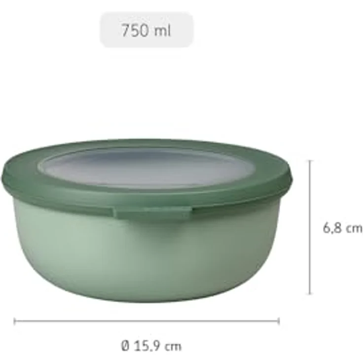 Mepal Multischüssel Cirqula rund – Nordic sage – 750 ml Inhalt – mit abnehmbarem Deckel – bruchfestes Material - auslaufsicher – tiefkühlgeeignet - spülmaschinengeeignet – Bild 4