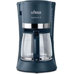 Ufesa Filterkaffeemaschine CG7114 Capriccio, 6 Tassen, 600 W, 0,6 l, Permanentfilter, Antihaft-Heizplatte, Tropf-Stopp-System, automatische Abschaltung, Kristall, Schwarz