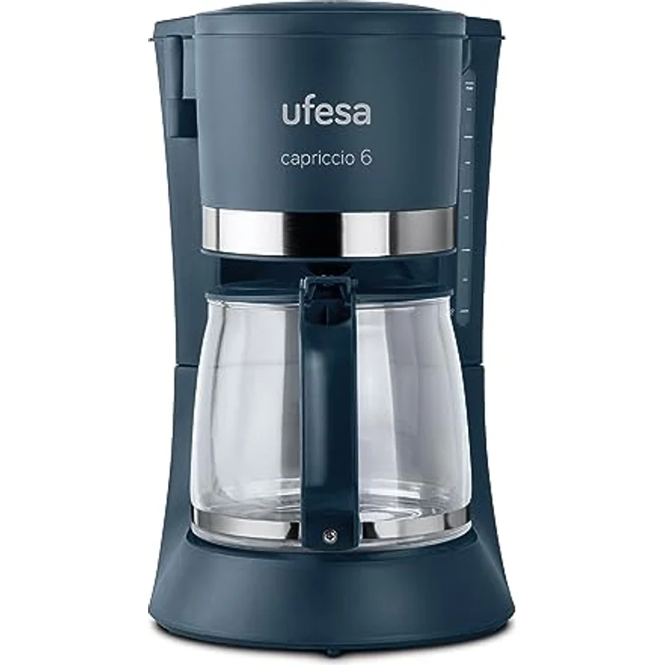 Ufesa Filterkaffeemaschine CG7114 Capriccio, 6 Tassen, 600 W, 0,6 l, Permanentfilter, Antihaft-Heizplatte, Tropf-Stopp-System, automatische Abschaltung, Kristall, Schwarz – Bild 1