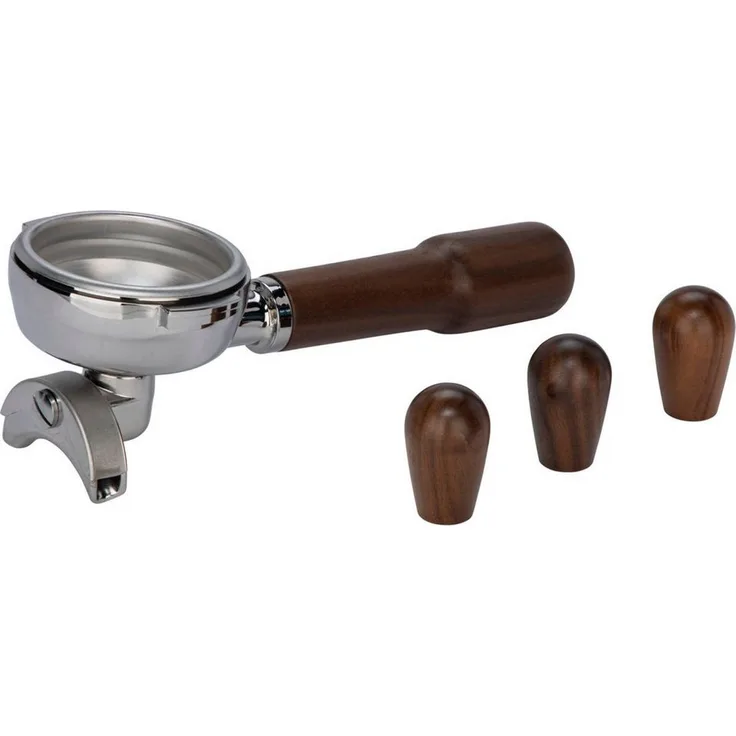 La Pavoni Kaffeebereiter Kit Cellini EVO, Holzgriffe Canaletto-Walnuss, kompatibel mit SemiPro Maschine, 58 mm Filterhalter