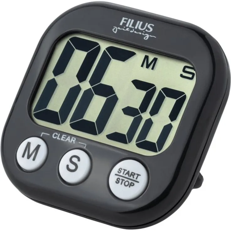 FILIUS zeitdesign Kurzzeitmesser Eieruhr, digitaler Küchentimer mit Piepalarm, schwarz-grau