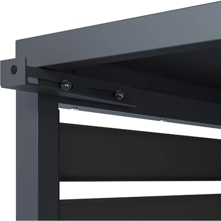 WESTMANN Boxa M, Wärmepumpen Verkleidung & Klimaanlagen Abdeckung aus Stahl in Holzoptik Anthrazit, Höhenverstellbar, 140x56x97 cm – Bild 5