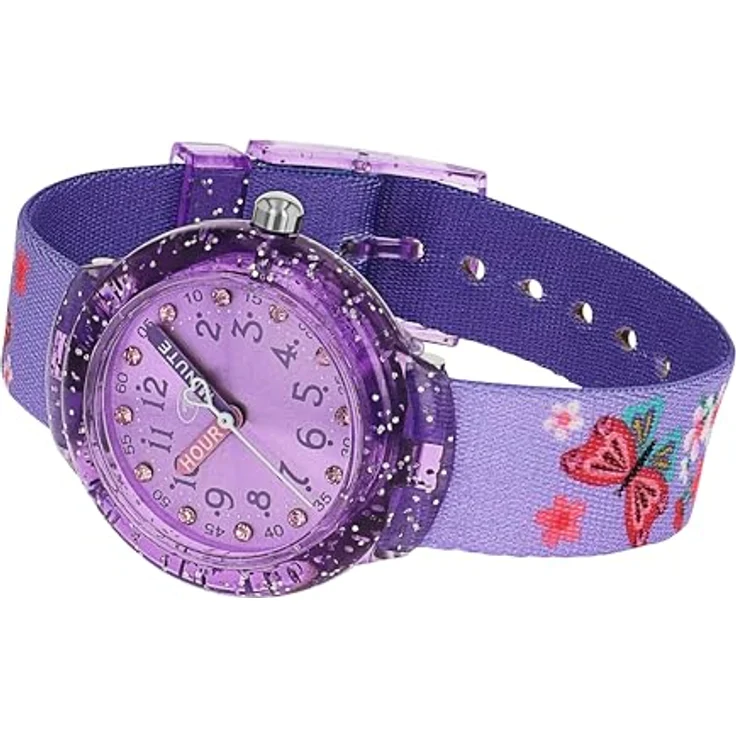 Tom Tailor Armbanduhr für Mädchen, Textilband mit Kristall, pink, wasserdicht bis 3 bar, Schmetterling, in Geschenkbox, 2100710 – Bild 3