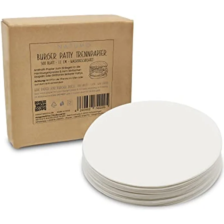 natumo Burgerpresse NATUMO Antihaft Burger Papier Zuschnitte, 11 cm, 500 Blatt, rund