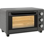 HOMCOM Minibackofen 21L 1400W 60 Min. Timer, Tischofen aus Edelstahl, Grau - Vielseitiger Mini Ofen mit präziser Temperaturregelung