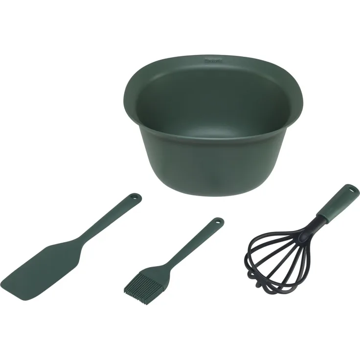 Brabantia Back Set TASTY+ Fir Green, Rührschüsseln mit Schneebesen, Backpinsel und Teigschaber