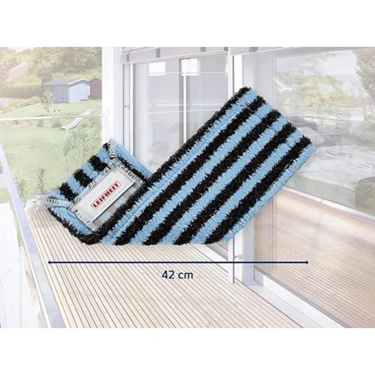 Leifheit Wischbezug Profi outdoor für sehr groben Schmutz, Bodenwischer Ersatzbezug für ideale Schmutzaufnahme dank 2-Faser-System, für den Außenbereich, ideal für raue Fliesen und Steinböden  – Bild 5