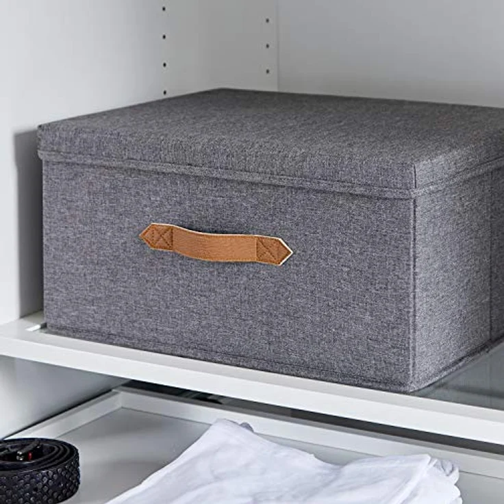 LOVE IT STORE IT Premium Aufbewahrungsbox mit Deckel - Aus hochwertigem Stoff - Extra groß und stabil - Grau - 43x33x21 cm – Bild 3