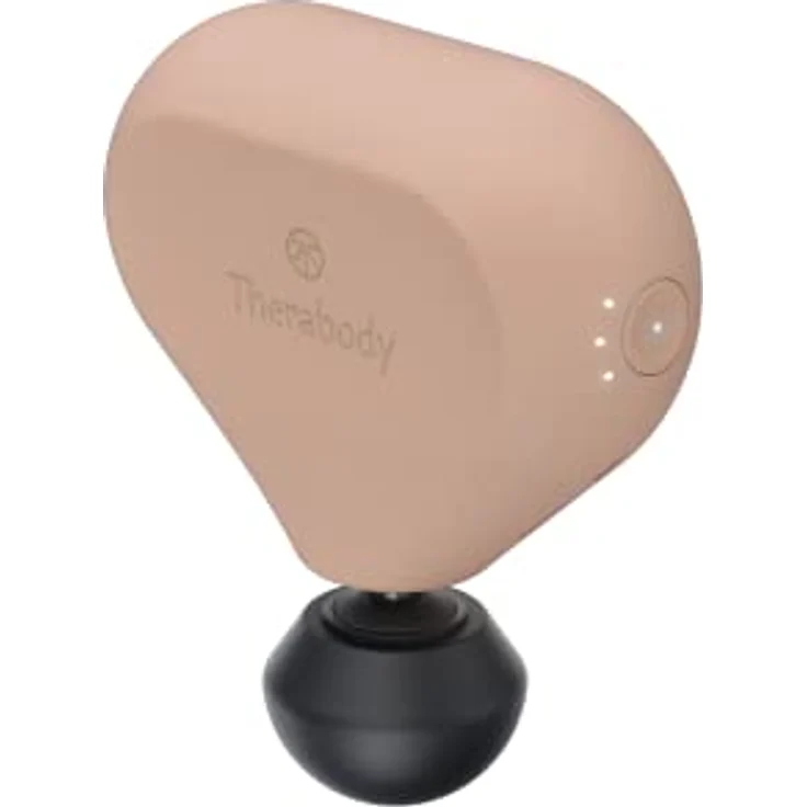 Theragun Mini 2.0 – Elektrische Handmassagepistole – Kompakte Tiefengewebebehandlung für unterwegs – Tragbares perkussives Massagegerät mit QuietForce Technology + 3 Schaumstoffaufsätze – Desert Rose – Bild 1