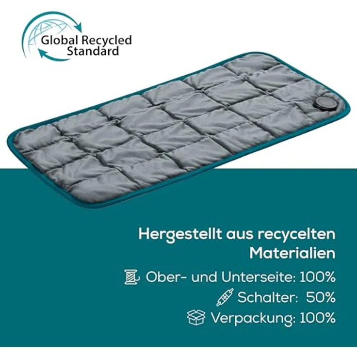 Beurer HK 145 Cosy Weight Green Planet Gewichtsheizkissen, anschmiegsame Wärme mit Glasperlenfüllung, weiches Material aus recycelten Materialien, Schnellheizung, 60 x 30 cm – Bild 4