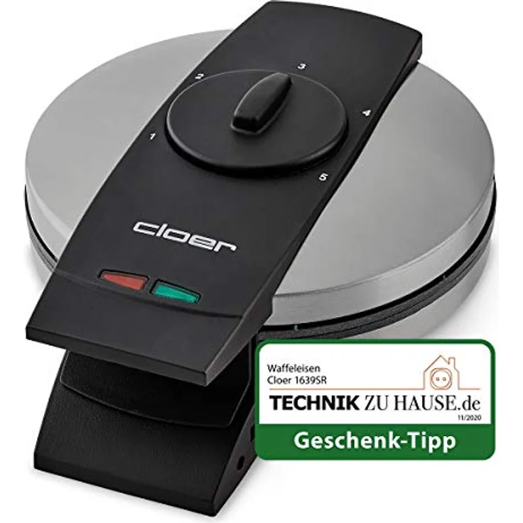 Cloer Waffelautomat 1639SR, 930W, Edelstahl, Herzen-Form – Bild 2
