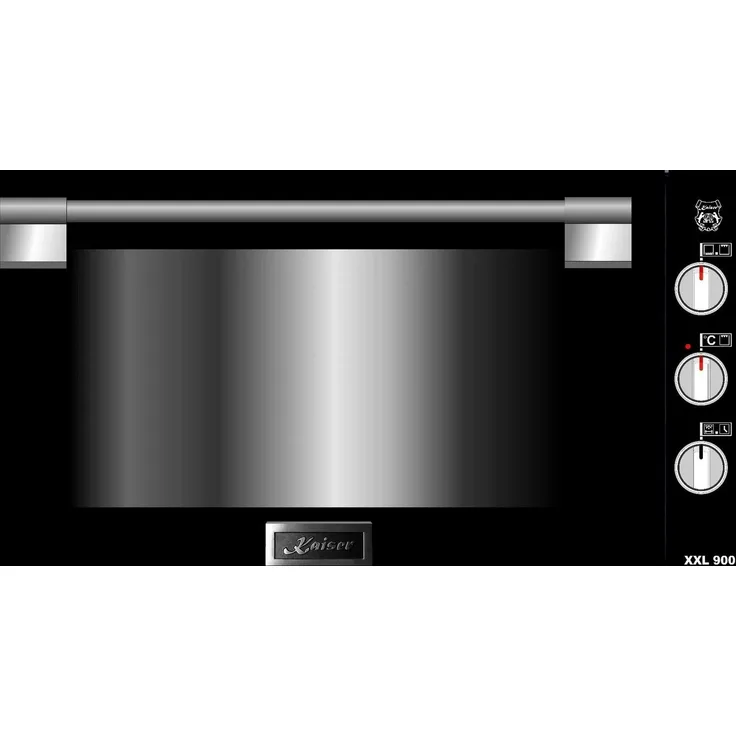 Kaiser Küchengeräte Einbaubackofen EG 9371, Gas Backofen 90cm 79L autark Grill Selbstreinigung, Edelstahl/Schwarzes Glas
