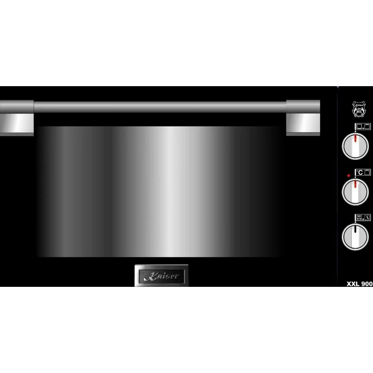 Kaiser Küchengeräte Einbaubackofen EG 9371, Gas Backofen 90cm 79L autark Grill Selbstreinigung, Edelstahl/Schwarzes Glas
