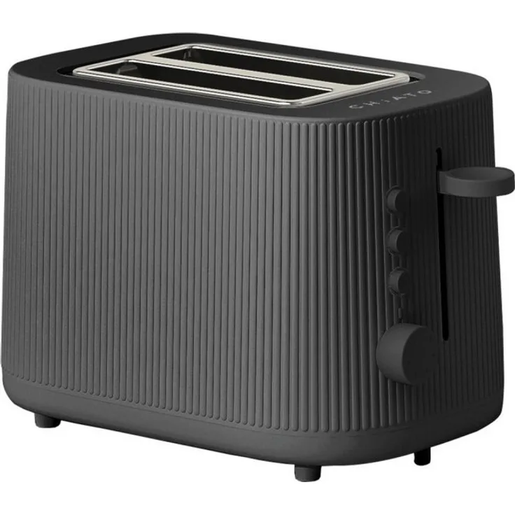 CHiATO toastPLAY Groove, Toaster mit extra breiten Schlitzen, 6-stufiger Röstgradregelung und Hochhubhebel, mattschwarz