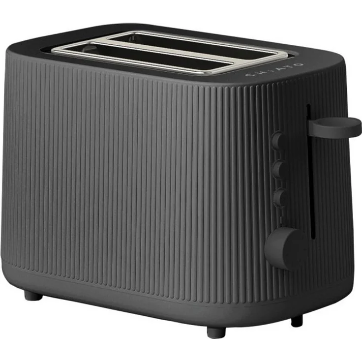 CHiATO toastPLAY Groove, Toaster mit extra breiten Schlitzen, 6-stufiger Röstgradregelung und Hochhubhebel, mattschwarz