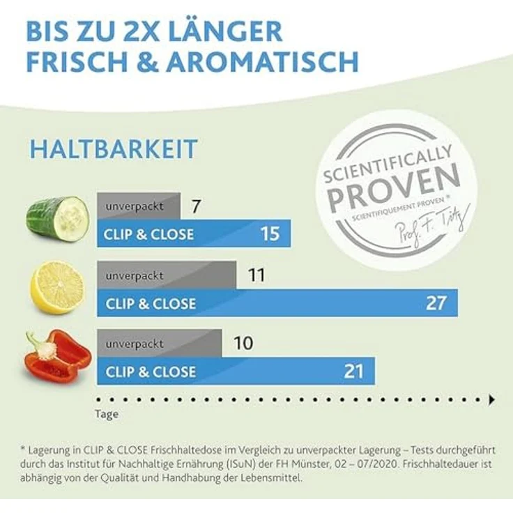 Emsa 508540 Rechteckige Frischhaltedose mit Deckel, 1.0 Liter, Transparent-Blau, Clip & Close – Bild 4