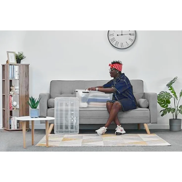 Iris Ohyama Luftdichte Kunststoff-Aufbewahrungsboxen mit Deckel, 50L, Transparent, Hermetischer Verschluss, Stapelbar, BPA-frei – Bild 4