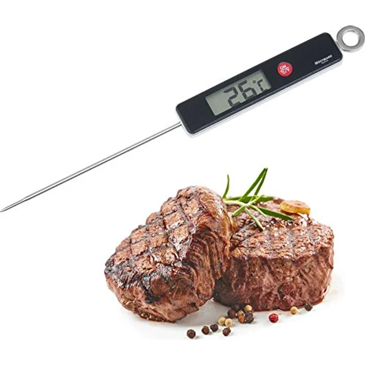 Westmark Digitales Einstichthermometer, Mit automatischer Ausschaltfunktion, Gesamtlänge: 27,7 cm, Rostfreier Edelstahl-Kunststoff, Schwarz-Silber, 12782280 – Bild 2