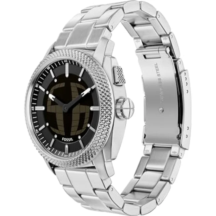 Fossil Machine Uhr für Herren, 41-mm Ana-Digi-Bigtic-Uhrwerk, silberfarbenes Edelstahlband, wasserdicht bis 50 m – Bild 3