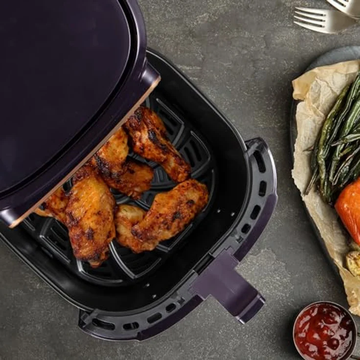 Bergner CHARCOAL Heißluftfritteuse 1800W, PFAS-frei, 6.9L, 8 Kochprogramme, Keramikbeschichtung, Temperatur 80-200°C, Timer bis 30 min, ölfreies Braten, anthrazit – Bild 5