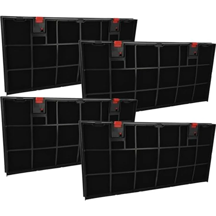 vhbw 4x Aktivkohlefilter kompatibel mit Ikea Dunstabzugshaube, 43 x 21,2 x 2,7 cm, schwarz - Effektiver Geruchsschutz und Easy-Swap Design – Bild 1