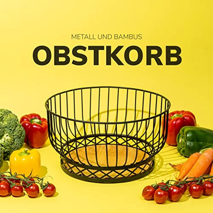 bremermann Obstkorb, Obstschale rund, Ø ca. 28,5 cm, schwarz matt, Bambusboden – Bild 3