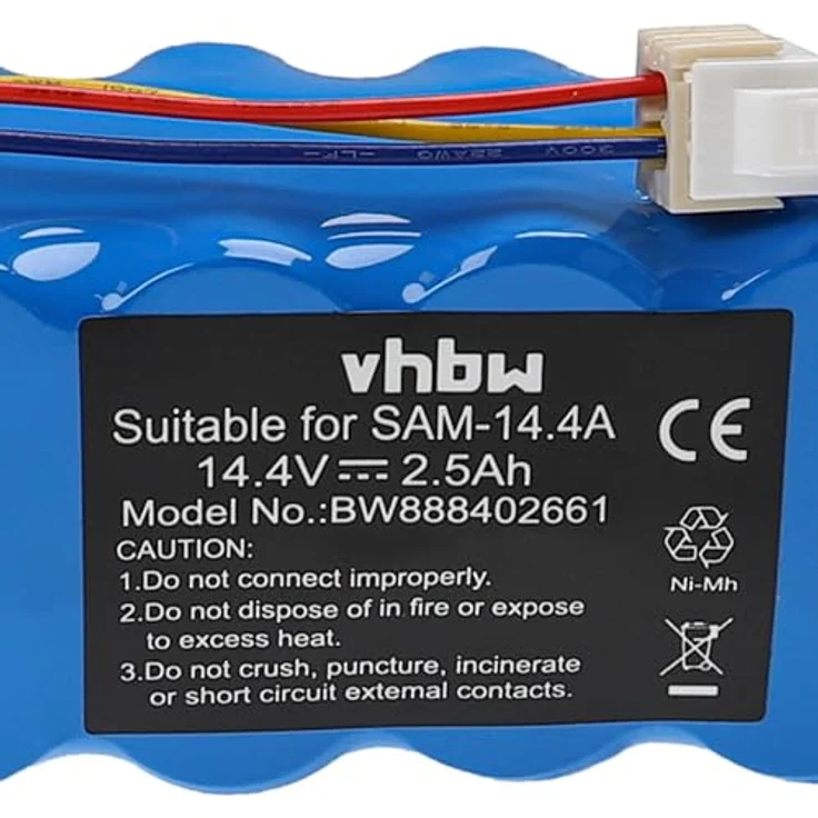 vhbw Akku kompatibel mit Samsung Navibot SR8855, SR8857, SR8875, SR8877, SR8895, SR8895 Silencio, SR8896 Home Cleaner (2500mAh, 14,4V, NiMH) - Leistungsstarker Ersatzakku mit 2500 mAh Kapazität – Bild 5
