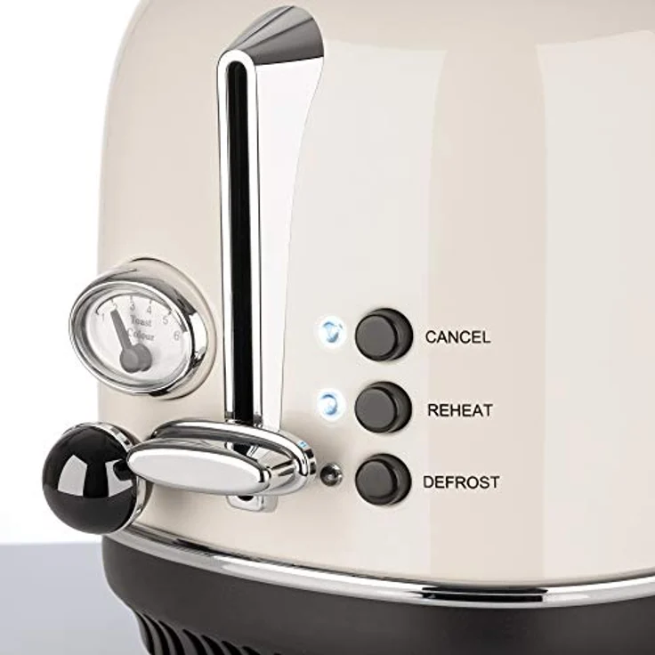Korona 21666 Toaster, 2 Scheiben, Creme, Röstgrad-Anzeige, auftauen, rösten, aufwärmen, 810 Watt, Brötchen-Aufsatz, Krümel-Schublade, Brotscheiben-Zentrierung – Bild 4