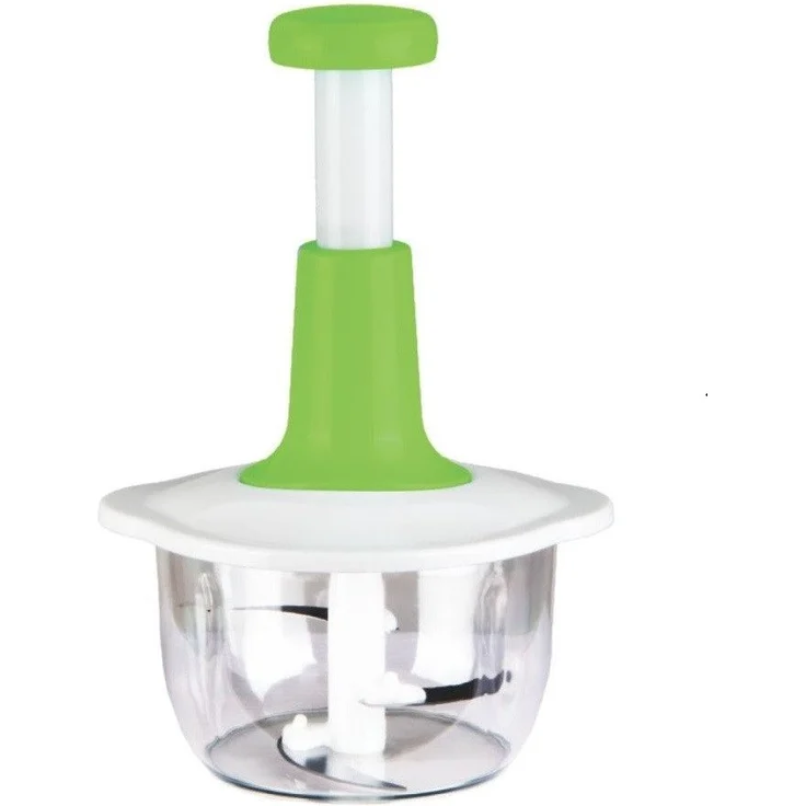 Cheffinger Manueller Multischneider & Zerkleinerer, 2000 ml, Weiß/Grün, ideal für Gemüse und Zwiebeln, spülmaschinenfest, robust und hygienisch