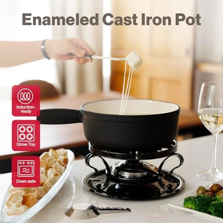 Fondue set gietijzer 9-dlg matzwart Swissmar KF-66513 Lugano – Bild 3
