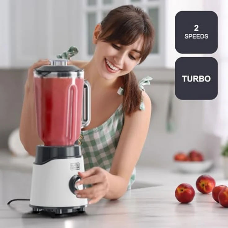 Samsonite BLACK+DECKER Jar Blender 1000W, Standmixer, Weiß mit leistungsstarkem Motor und elegantem Design – Bild 4