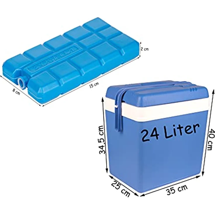 Passive Kühlbox 24 Liter, inkl. 6 Kühlakkus, bis zu 11 Std. Kühlung, Thermobox aus Kunststoff, blau, weiß – Bild 6