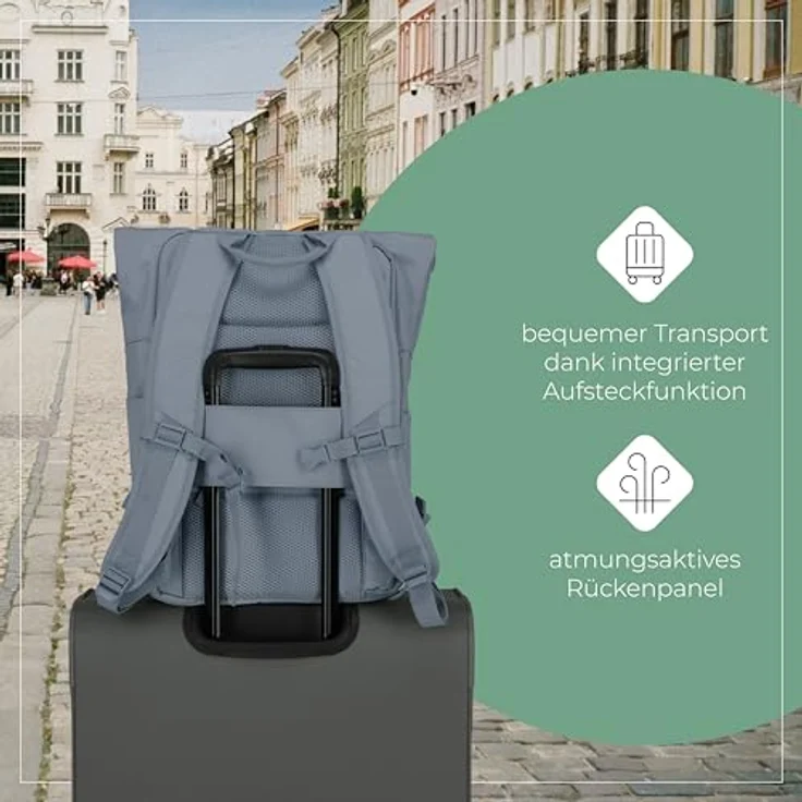 travelite BASICS Rollup Rucksack, Freizeitrucksack mit Laptopfach bis 15,6 Zoll, atmungsaktive Rückwand, in Trendfarben erhältlich – Bild 8