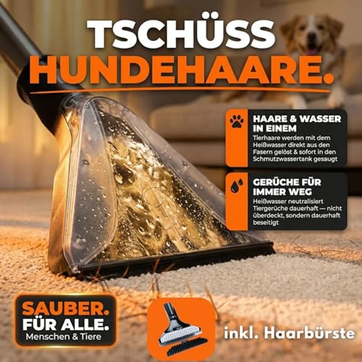 Sommertal HYDRO 9000 MAX, Teppichreinigungsgerät mit 1000W, Dampfsauger und Nasssauger, 20 kPa, 2-Tank-System, umfangreiches Zubehör – Bild 8