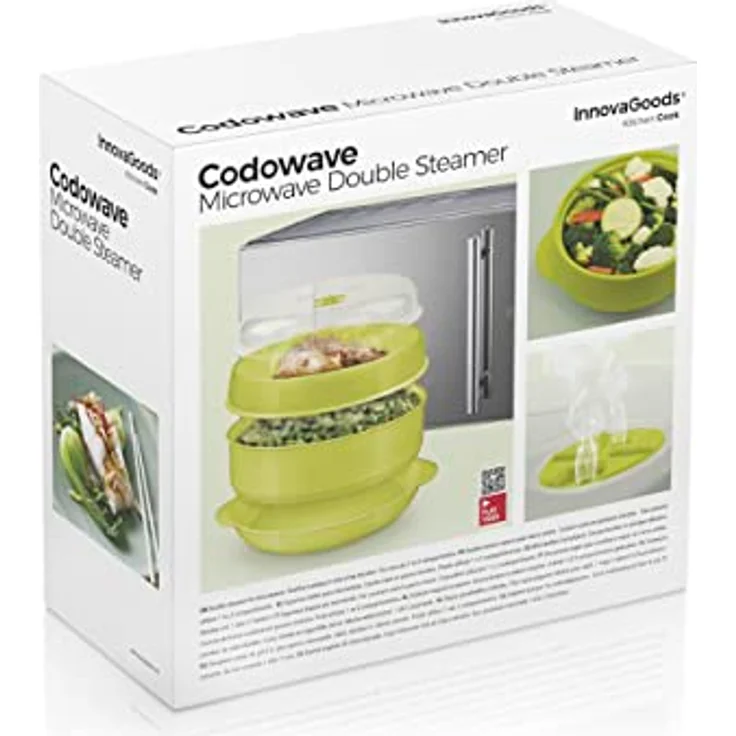 InnovaGoods Dampfgarer für die Mikrowelle, 2 Ebenen, Fresh, Farbe: grün, Maße: 22 x 12-17 cm – Bild 9