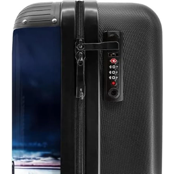 NoBoringSuitcases.com© Kinderkoffer Auto, blauer Trolley mit 36 Liter Stauraum, 4 Rollen, Handgepäck 55x35x20cm – Bild 5