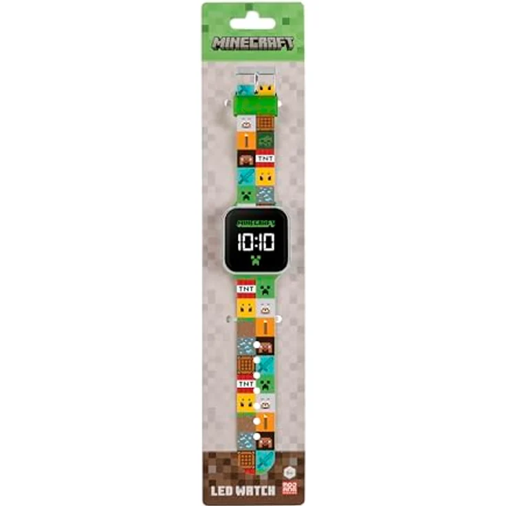 Minecraft Kinder-Armbanduhr MIN4272, digitale LED-Anzeige, bedrucktes Silikonarmband, mehrfarbig – Bild 4