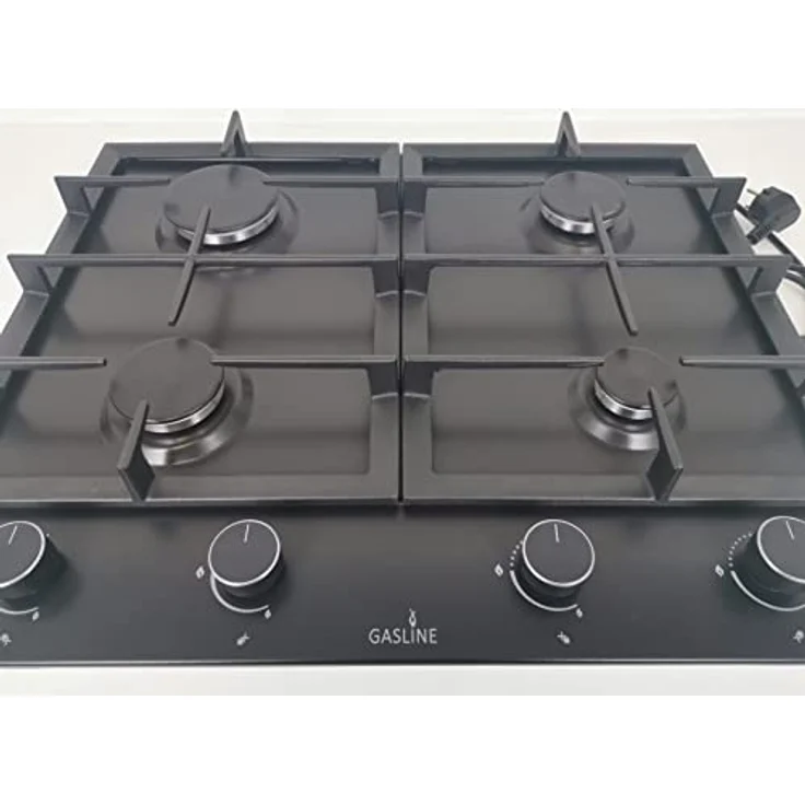 Gasline Einbau Gaskochfeld,4 flammig, Gasherd, GAG60INB Schwarz Matt, Sabaf-Brenner, Erdgas/Propangas, Elektrische 1-Handzündung, Thermoelektrische Zündsicherung – Bild 2