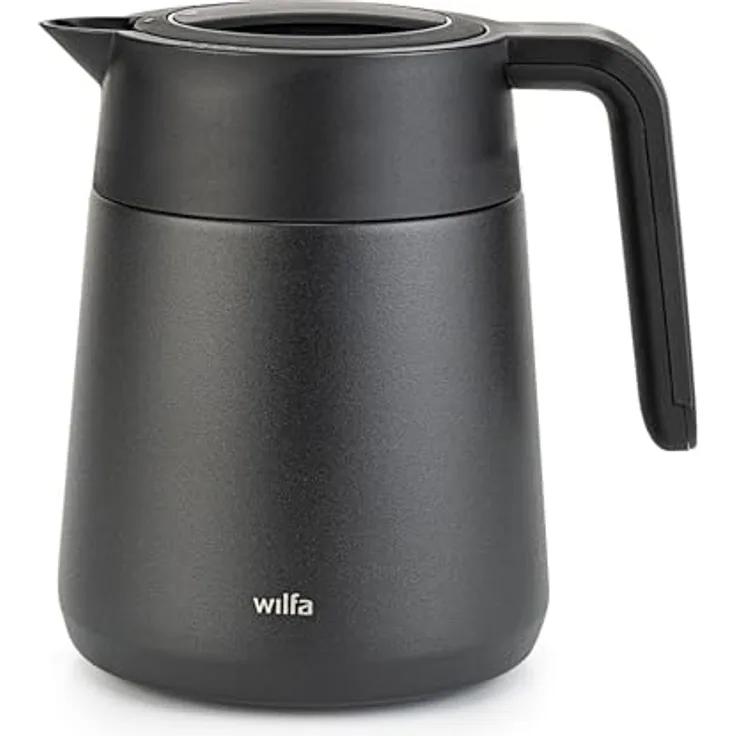 Wilfa Performance Thermokanne, Edelstahl Wasserkocher mit 3,5 Stunden Wärmespeicherung, Schwarz