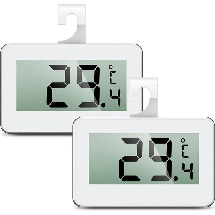 TUWENA Kühlschrankthermometer, Digitale 2er Set Mini Gefrierschrank Thermometer mit LCD-Anzeige, Temperaturbereich -20°C bis 60°C, für Küche/Restaurants/Bars/Cafés