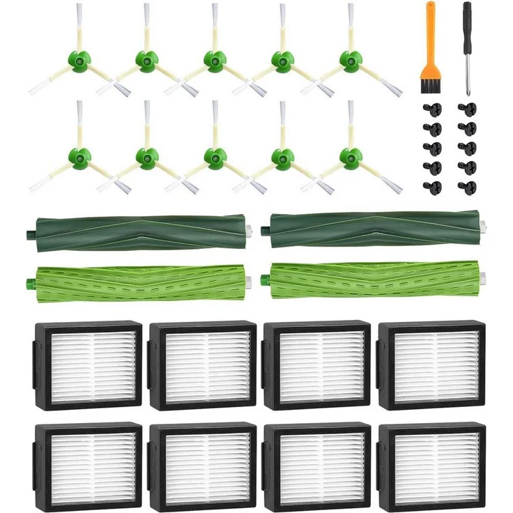 FELIXLEO Staubsaugerdüsen-Set für iRobot Roomba E6 i7+ i3+ i4+ i6+ j7+, hocheffiziente HEPA-Filter und Gummibürsten, 1-tlg