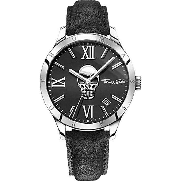Thomas Sabo Herren Armbanduhr Rebel Icon Totenkopf Analog Quarz Leder WA0210-218-203-43 MM – Bild 1