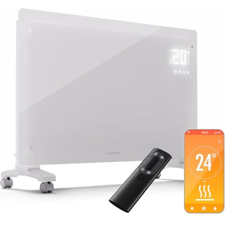 Klarstein Bornholm Smart Elektroheizung 2500 W Konvektor Heizung mit App-Control, Wandmontage & Bodenrollen, mit Thermostat
