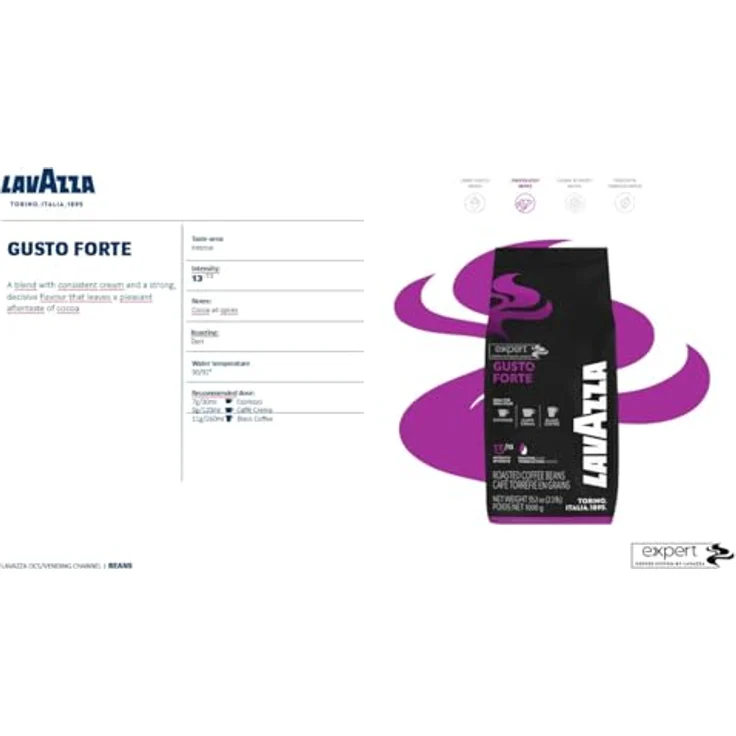 Lavazza Expert Gusto Forte Espresso - 1kg ganze Kaffee-Bohne, 100% Robusta – Bild 3