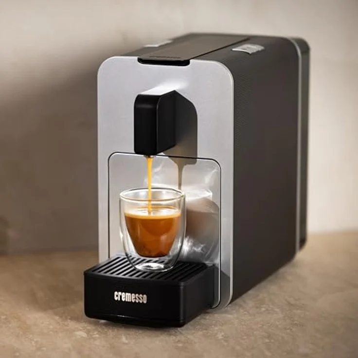 Cremesso Viva Elegante Kaffeekapselautomat, elegante Kapselmaschine in Schwarz und Silber mit Lungo Grande Funktion, Wasserknappheits- und Kapselzählanzeige – Bild 4