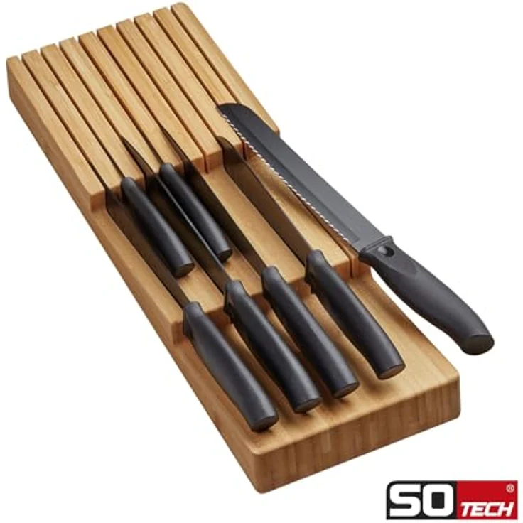 Orga-Box Mehrzweckeinsatz SEPARADO Individual silbergrau genarbt (300 x 474 x 51 mm) inkl. Bambus Messereinsatz für bis zu 9 Messer – Bild 5