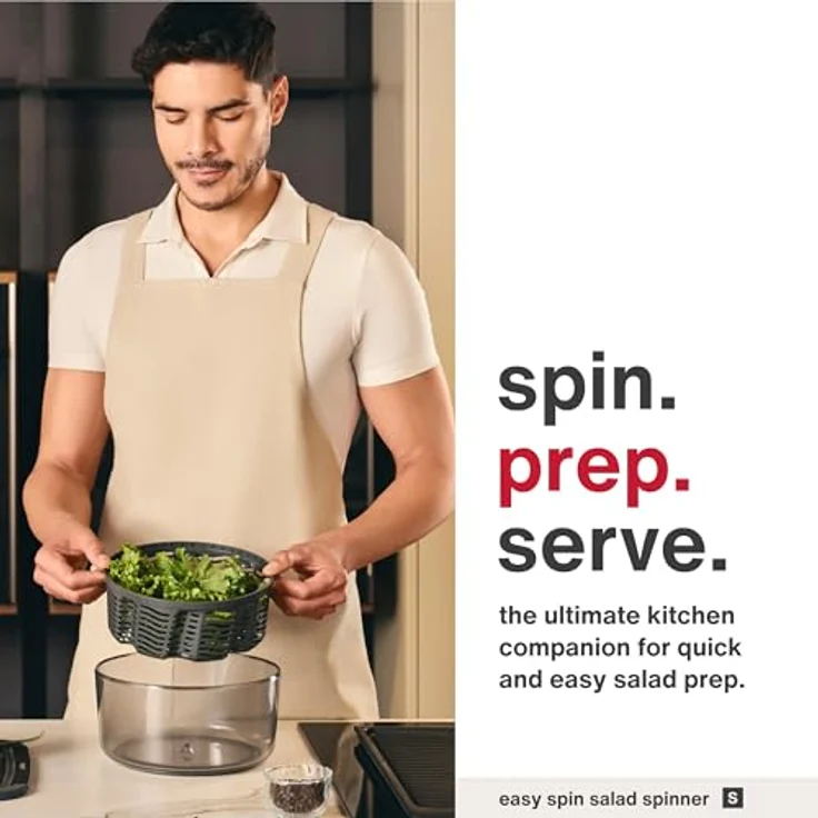 Zyliss Easy Spin Salatschleuder Klein, 3.5L mit Seilzug, rutschfestem Boden und AquaVent™-Technologie zur schnellen Wasserentfernung – Bild 2